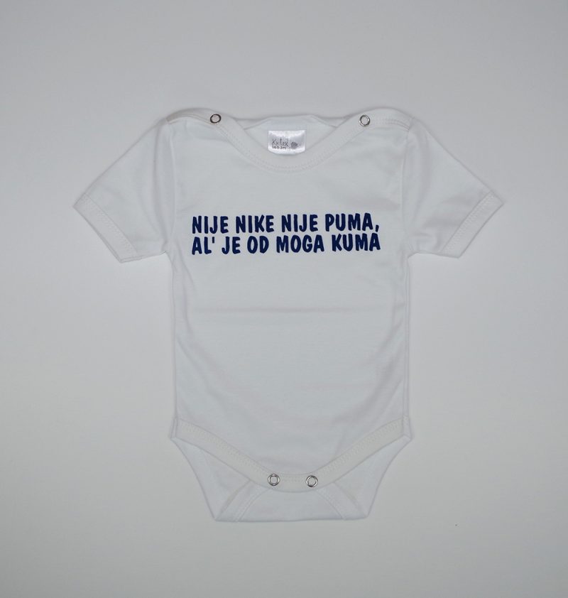 Body kratki rukav bijeli-plavi natpis-od kuma