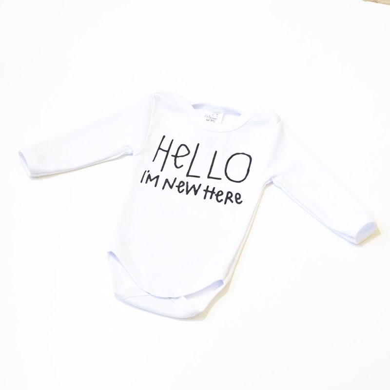 Body  "HELLO I´M NEW HERE" d.r. bijeli K10487 - Slika 3