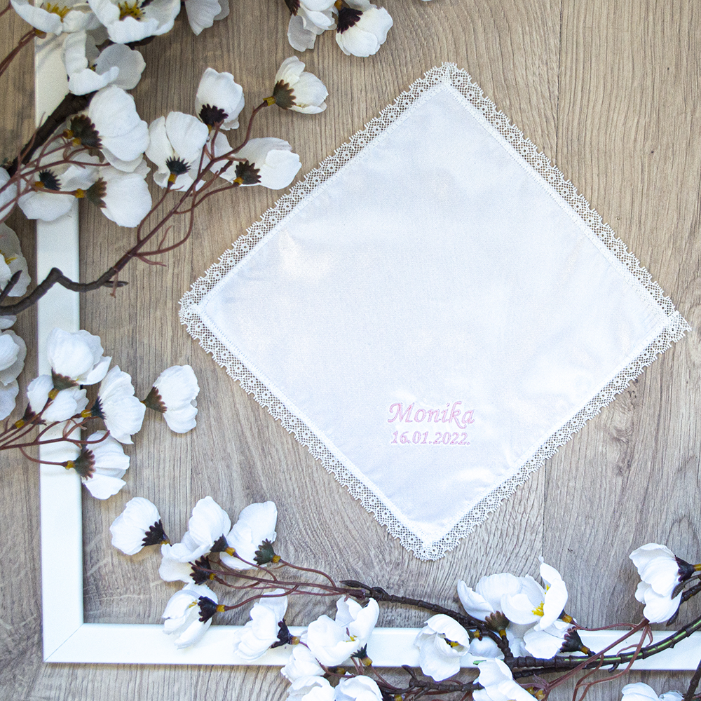 Personalizirana krsna maramica - rozi natpis, K11415