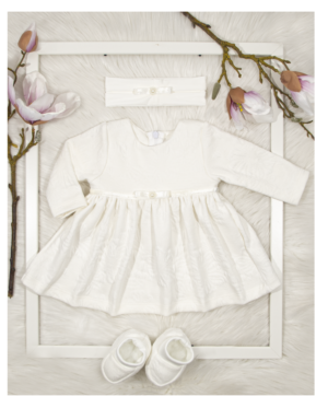Kretex baby haljina d.r. "Luna" + traka (vel.56-86) - vanilija, K10839