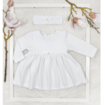 Kretex baby haljina d.r. "Astrid" + traka (vel.56-80) - bijela, K10840