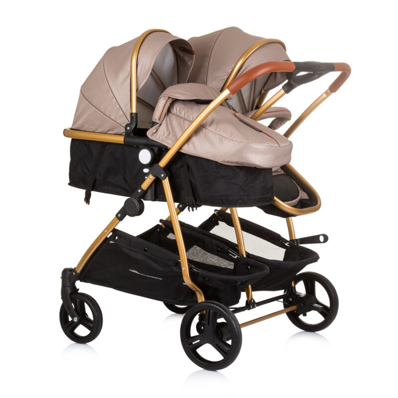 Chipolino dječja kolica za blizance ili dvoje djece - Duo Smart Golden Beige - Slika 2