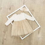 Kretex haljina i traka za kosu "Perla" - bež (vel.62-80) K10739