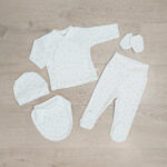 Kretex baby komplet za novorođenče (0-3mj) "Srca" 5/1 - bijeli, K11123