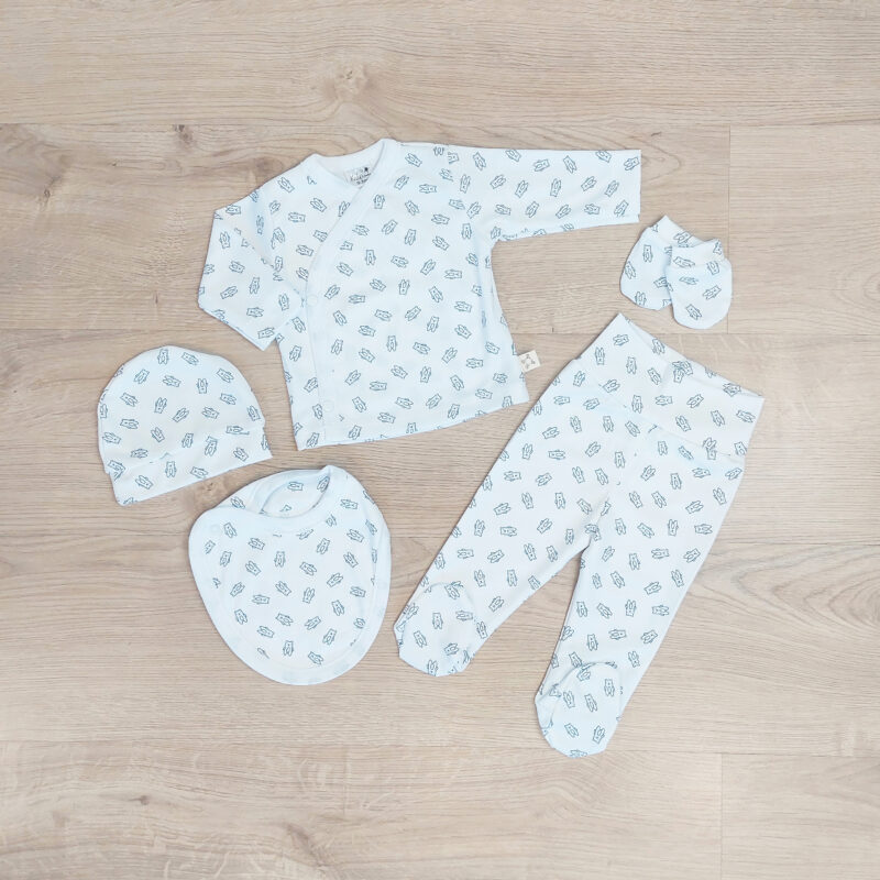 Kretex baby komplet za novorođenče (0-3mj) "Medo" 5/1 - bijeli, K11122