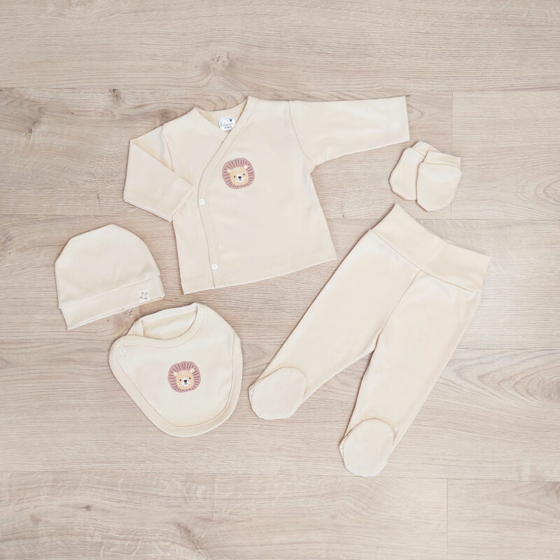 Kretex baby komplet za novorođenče (0-3mj) "Lion" 5/1 - bež, K11120