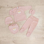 Kretex baby komplet za novorođenče (0-3mj) "Fox" 5/1 - rozi, K11119