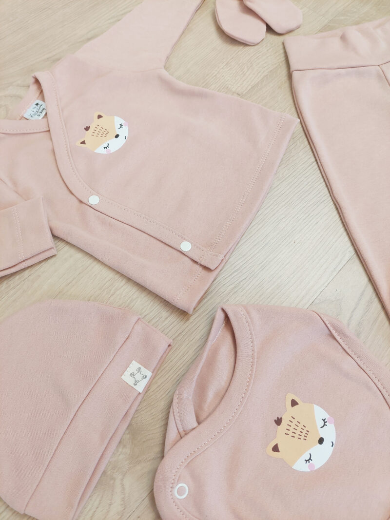 Kretex baby komplet za novorođenče (0-3mj) "Fox" 5/1 - rozi, K11119 - Slika 2