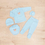 Kretex baby komplet za novorođenče (0-3mj) "Bear" 5/1 - plavi, K11121